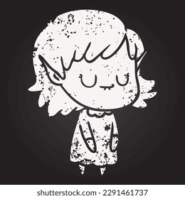 blackboard chalk happy cartoon elf girl wearing dress