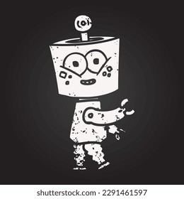 blackboard chalk happy cartoon robot
