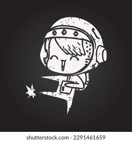 blackboard chalk happy cartoon space girl kicking