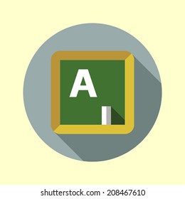Blackboard with chalk icon. Flat long shadow design. Back to school icons series.