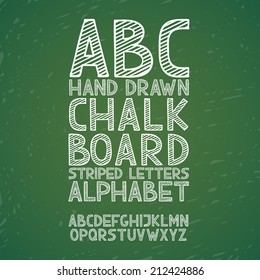 Blackboard chalkboard Chalk hand draw doodle abc, alphabet grunge scratch type font vector illustration