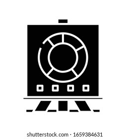 Icono negro de gráfico de pizarra, ilustración conceptual, símbolo plano vectorial, signo de glifo.