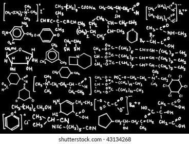 Blackboard with chemical formulas - vector illustration