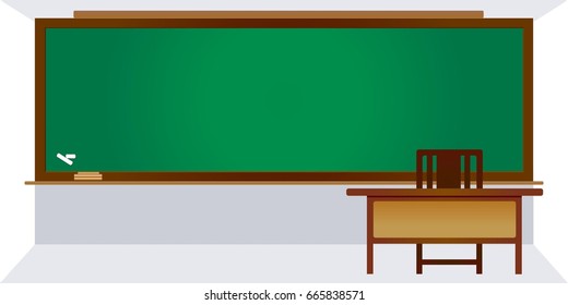 Blackboard in classroom with copy space for add text message. Vector illustration.