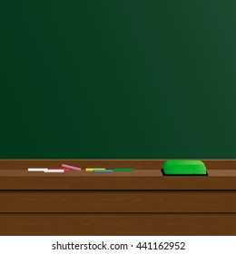 blackboard with colored chalks and eraser. vectors