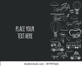 Blackboard doodle elements about travel Hand drawn images