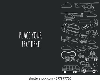 Blackboard doodle elements about travel Hand drawn images