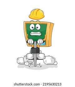 the blackboard drill the ground cartoon character vector