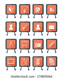 Blackboard Education icons,Orange version,vector