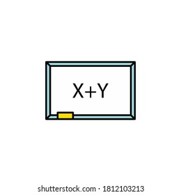 blackboard eraser with equation icon. Element of education illustration. Signs and symbols can be used for web, logo, mobile app, UI, UX on white background