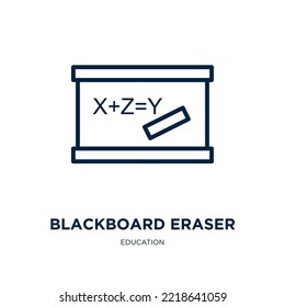 blackboard eraser icon from education collection. Thin linear blackboard eraser, blackboard, eraser outline icon isolated on white background. Line vector blackboard eraser sign, symbol for web and 
