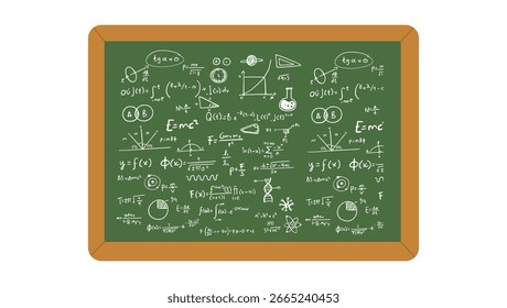 Blackboard featuring math formulas, perfect for classroom teaching, e-learning, math education, tutoring sessions, and academic projects.