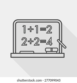 blackboard flat icon with long shadow, line icon