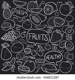 Blackboard Fruits Doodle Icon Hand Made