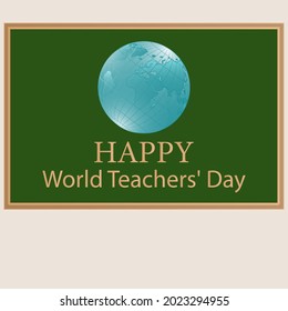 Blackboard. Globe - isolated on white background - vector. Education concept. World Teachers Day. Back to school.