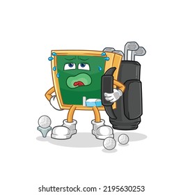 the blackboard with golf equipment. cartoon mascot vector