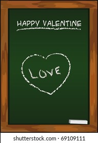blackboard green Valentine - heart vector template
