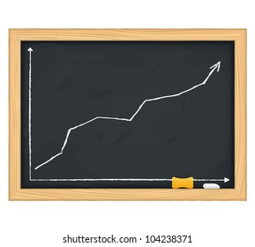Blackboard with hand drawn growing arrow, vector eps10 illustration