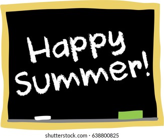 Blackboard with Happy Summer chalk message