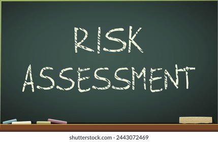 Blackboard with the heading “Risk assessment” seen from the front (cut out)