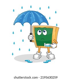 the blackboard holding an umbrella illustration. character vector