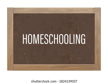 Blackboard with homeschooling text vector design