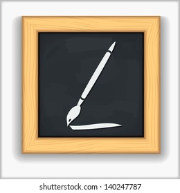 Blackboard with icon of a brush, vector eps10 illustration