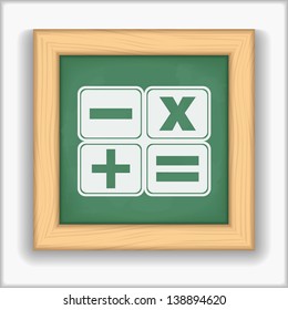 Blackboard with icon of a calculator, vector eps10 illustration