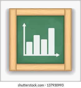 Blackboard with icon of a chart, vector eps10 illustration