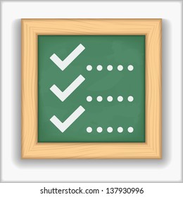 Blackboard with icon of a checklist, vector eps10 illustration