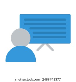 blackboard icon color or logo illustration flat color blue style