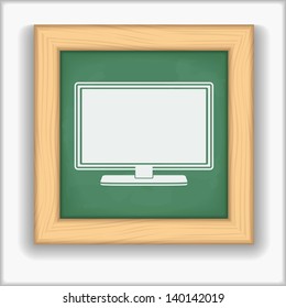 Blackboard with icon of a computer, vector eps10 illustration