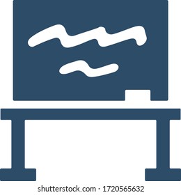 Blackboard icon in flat style. School, studying sign. Training symbol.