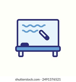 icono de pizarra, icono azul aislado tema aprendizaje