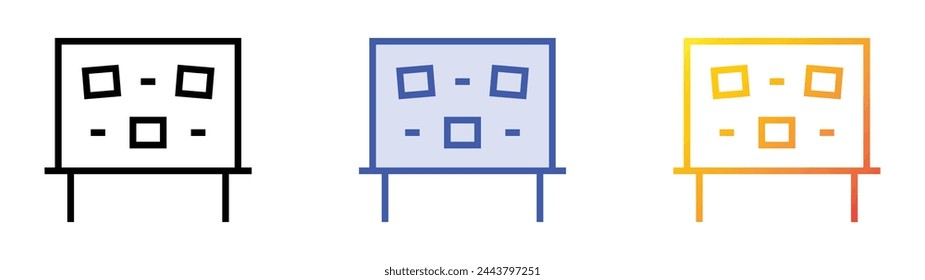 blackboard icon. Linear, Blue Fill and Gradient Style Design Isolated On White Background