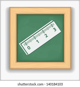 Blackboard with icon of a ruler, vector eps10 illustration