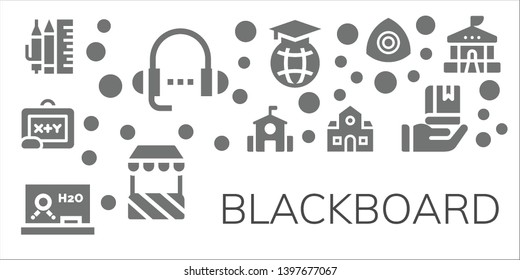 blackboard icon set. 11 filled blackboard icons.  Simple modern icons about  - School material, Lesson, Blackboard, School, Education, Stand, Chalk