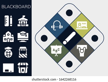 blackboard icon set. 13 filled blackboard icons.  Simple modern icons such as: Chalk, Blackboard, Stand, Education, School, Lesson, Demonstration