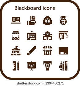 blackboard icon set. 16 filled blackboard icons.  Simple modern icons about  - Blackboard, Education, Chalk, Stand, School, Demonstration, School material