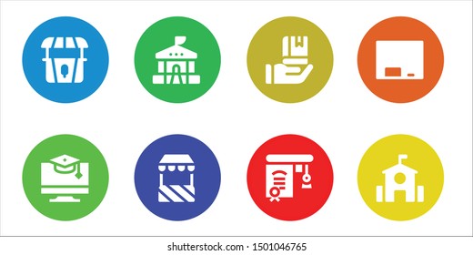 blackboard icon set. 8 filled blackboard icons.  Simple modern icons about  - Stand, Education, School, Blackboard