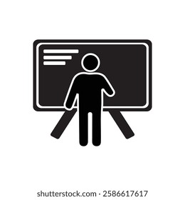 Blackboard Icon Set | Classroom Education Symbol
Teacher and Chalkboard Icon | Learning Presentation Graphic. School Board Vector Icon | Education and Training Sign.