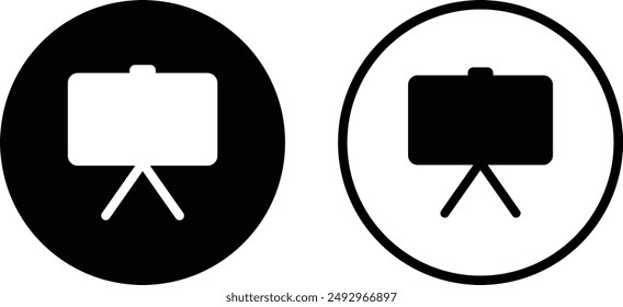 Tafel-Symbol in zwei Stilen gesetzt. Symbol der Präsentationstafel . Symbol des Unterrichtsbretts . Vektorillustration