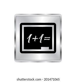Blackboard icon - vector brushed metal button