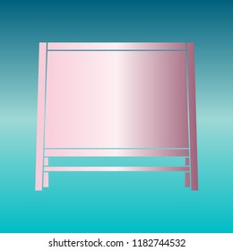 Blackboard icon. Vector. Pink bronze gradient icon at turquoise gradient background.