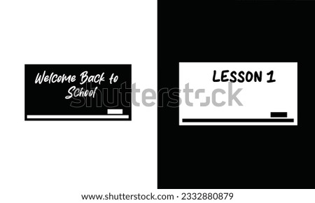 Blackboard icon vector. Blackboard silhouette. School supplies icon vector. Back to school concept. Learning and education icon. Flat vector in black and white.