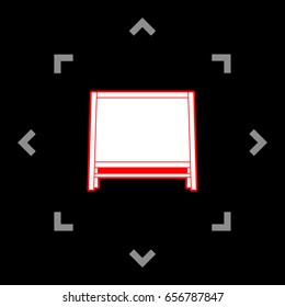 Blackboard icon. Vector. White icon in gray focus like mandala on black background.