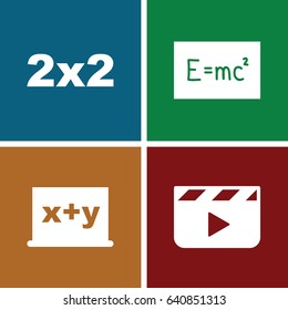 Blackboard icons set. set of 4 blackboard filled icons such as board with formulas