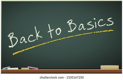 Blackboard with the inscription back to basics (cut out)