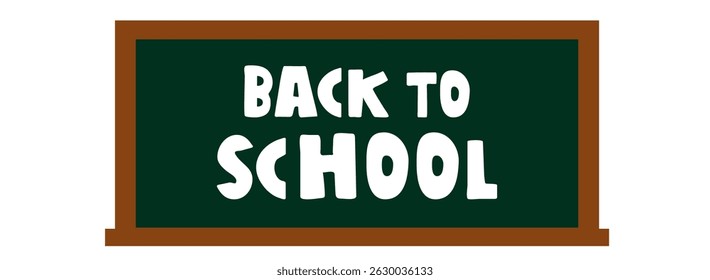 Blackboard com inscrição - De volta à escola. Projeto de vetor plano. Ilustração sobre fundo branco.