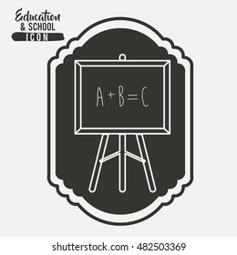 Blackboard inside frame icon. Education school learning and study theme. Black and white design. Vector illustration